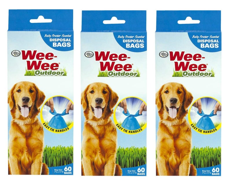 Four Paws 3 Pack of Wee-Wee Disposable Waste Bags, 60 Bags Per Pack